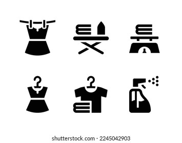 Simple Set of Laundry Related Vector Solid Icons. Contains Icons as Hanging Clothes, Ironing Board, Scale and more.