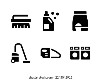 Simple Set of Laundry Related Vector Solid Icons. Contains Icons as Cleaning Brush, Detergent, Soap and more.