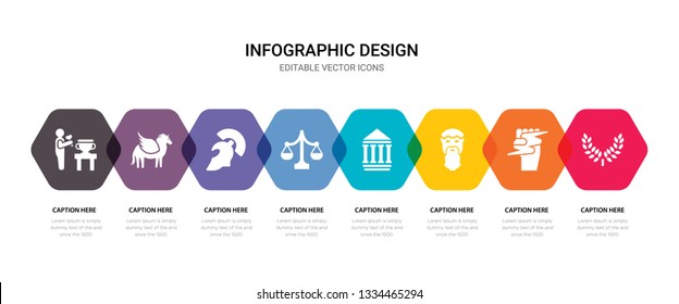 simple set of laurel, zeus, aristotle, parthenon icons, contains such as icons balance, helmet, pegasus, sculpture and more. 64x64 pixel perfect. editable vector set