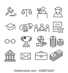 Simple Set Of Law And Justice Concept Icon Isolated Modern Outline On White Background