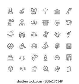 Simple Set of Law and Justice Related Vector Line Icons