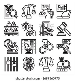 Simple Set of Law Related Vector Line Icons