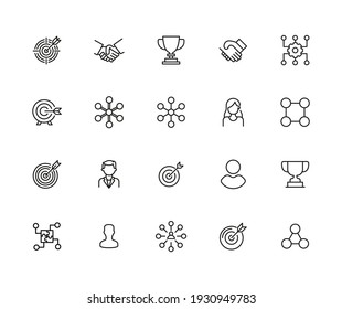 Simple set of leadership icons in trendy line style. Modern vector symbols, isolated on a white background. Linear pictogram pack. Line icons collection for web apps and mobile concept.