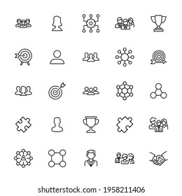 Simple set of leadership icons in trendy line style. Modern vector symbols, isolated on a white background. Linear pictogram pack. Line icons collection for web apps and mobile concept.