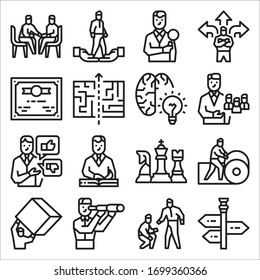 Simple Set of Leadership Related Vector Line Icons