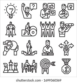 Vektorillustration-Symbole für eine einfache Zusammenstellung von Leadership-Related-Leadership-