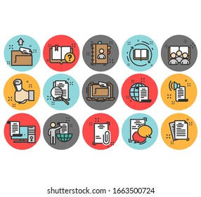 Simple Set of Legal Documents Related Vector Line Icons. Colorful icon collection. Contains such Icons as Stamp, Certificate, License more. Editable Stroke.