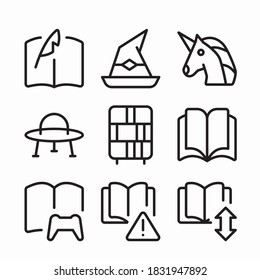 Simple Set Library and Literature Vector line Icons. Line with Editable stroke