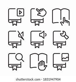Simple Set Library and Literature Vector line Icons. Line with Editable stroke