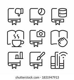 Simple Set Library and Literature Vector line Icons. Line with Editable stroke
