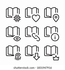 Simple Set Library and Literature Vector line Icons. Line with Editable stroke