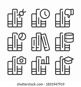 Simple Set Library and Literature Vector line Icons. Line with Editable stroke