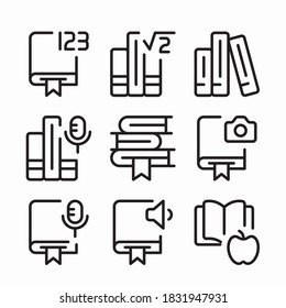 Simple Set Library and Literature Vector line Icons. Line with Editable stroke