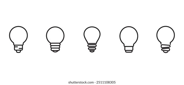Simple set of light bulb icons. Line Icons lamp collection. Light bulb is an idea icon. Icon idea. Whole bulb, lamp vector icon illustration on transparent background. Innovation idea and creativity.