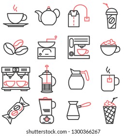 Simple Set Line Icon of Coffee Shop Vector Illustration. Contains such Icons as Cezve, Coffee Maker Machine, Beans, Tea and more.