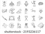 Simple set of line icons belly dance. tribal dance. belly dance symbols on white isolated background. Egyptian icons set, arabic culture icon