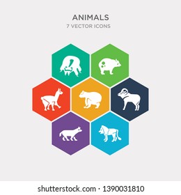 simple set of lion, wolf, male sheep, bear icons, contains such as icons lama, panda bear, mite and more. 64x64 pixel perfect. infographics vector