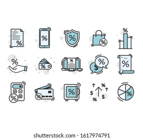 Simple Set of Loan Related Vector Line Icons.  Thin line vector set of signs for infographic, logo, app development and website design.
