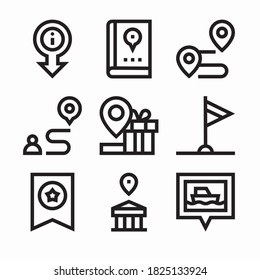 Simple Set Location Vector line Icons. Line with Editable stroke