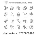 Simple Set of Locks Related Vector Line Icons. Contains such Icons as Locked Document, Fingerprint, Padlock and more. Editable Stroke. 48x48 Pixel Perfect.