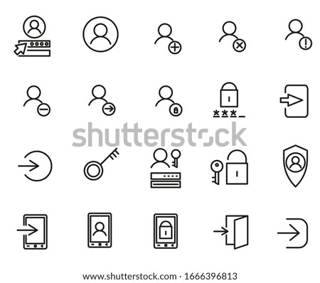 Simple set of login related outline icons. Elements for mobile concept and web apps. Thin line vector icons for website design and development, app development. Premium pack.