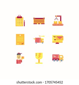 Conjunto simple de iconos planos vectoriales relacionados con la entrega logística