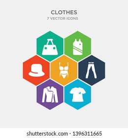 simple set of long sleeves t shirt, leather biker jacket, slim fit pants, lingerine set icons, contains such as icons men hat, jersey blazer, purse and more. 64x64 pixel perfect. infographics vector