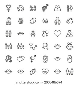 Simple set of love icons in trendy line style. Modern vector symbols, isolated on a white background. Linear pictogram pack. Line icons collection for web apps and mobile concept.