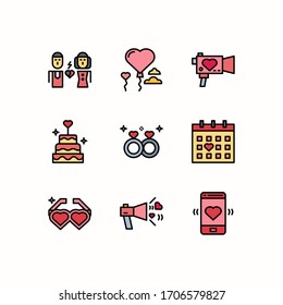 Simple Set of Love Related Vector Color Icons