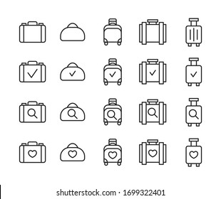 Simple set of luggage icons in trendy line style. Modern vector symbols, isolated on a white background. Linear pictogram pack. Line icons collection for web apps and mobile concept.
