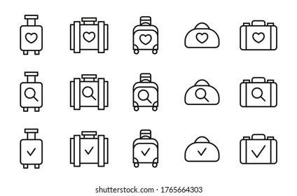 Simple set of luggage icons in trendy line style. Modern vector symbols, isolated on a white background. Linear pictogram pack. Line icons collection for web apps and mobile concept.