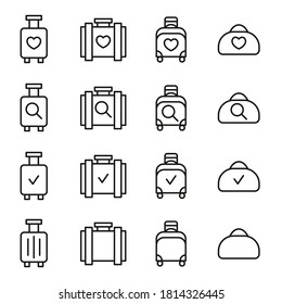 Simple set of luggage icons in trendy line style. Modern vector symbols, isolated on a white background. Linear pictogram pack. Line icons collection for web apps and mobile concept.