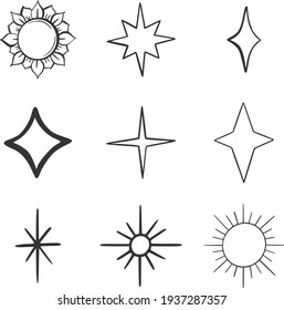 Simple set of magic and alchemy icons in trendy line art style. Modern vector symbols, isolated on a white background. Linear pictogram pack. Icons collection for web apps and mobile concept.