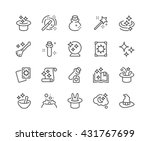 Simple Set of Magic Related Vector Line Icons. 
Contains such Icons as Magic Hat, Wand, Spell Book, Effect and more. 
Editable Stroke. 48x48 Pixel Perfect. 