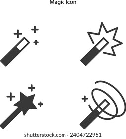 Simple Set of Magic Related Vector Line Icons. Contains Magic stick Effect. Editable Stroke. 