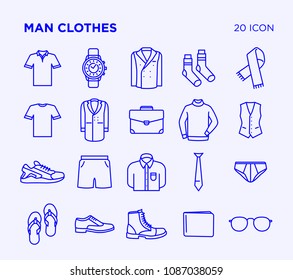 Simple Set of Man Clothes. Vector Line Icons. Editable Stroke. Pixel Perfect.