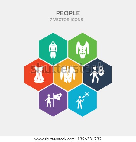 simple set of man with idea, woman with flag, man with open lock, business suit icons, contains such as icons women dress, women suit, protective suit and more. 64x64 pixel perfect. infographics