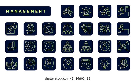 Einfache Sammlung von verwaltungstechnischen Vektorgrafik-Symbolen. Enthält Symbole wie Zeitmanagement, Teambuilding, Teamwork, Zeitmanagement und mehr.
