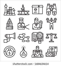 Juego simple de iconos de línea de vectores relacionados con la administración
