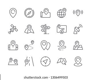 Simple Set of Map Pin Line Icon. Editable Stroke