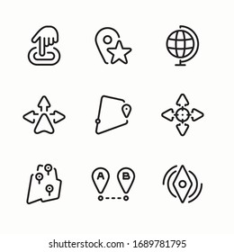 Simple Set Map Pins and Navigation Vector line Icons