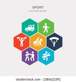 simple set of marathon, mixed martial arts, paragliding, polo sport icons, contains such as icons powerlifting, racewalking, rallycross and more. 64x64 pixel perfect. infographics vector