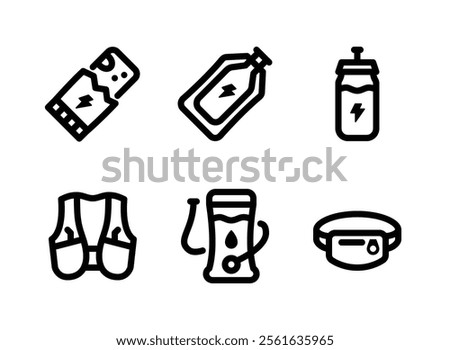 Simple Set of Marathon Related Line Icons. Contains Icons as Energy Bar, Gel, Drink and more.