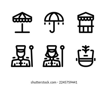 Simple Set of Mardi Gras Festival Related Vector Line Icons. Contains Icons as Carnival Tent, Umbrella, Street Market and more.