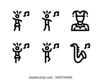 Simple Set of Mardi Gras Festival Related Vector Line Icons. Contains Icons as Dance, Party, Jester and more.