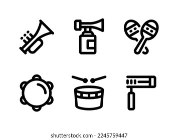 Simple Set of Mardi Gras Festival Related Vector Line Icons. Contains Icons as Trumpet, Air Horn, Maracas and more.