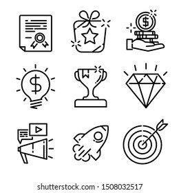 Simple Set of Marketing Related Vector Line Icons