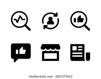 Simple Set of Marketing Related Vector Solid Icons. Contains Icons as Statistic, Web Page, Find, Keyword and more.
