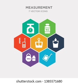 simple set of measureming tape, old weights, cup of water, water deep measuring icons, contains such as icons laser meter, one weight, scale measurement and more. 64x64 pixel perfect. infographics