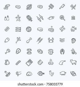 Simple Set of Meat Related Vector Line Icons